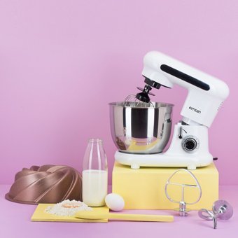Emsan Bella Gusto Mini Plastik 800 W 3.5 lt Standlı Hamur Yoğurma ve Mutfak Şefi Beyaz