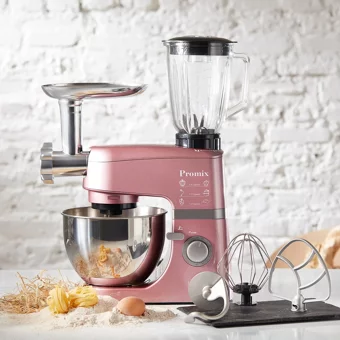 Cookplus Promix Ef802 Paslanmaz Çelik 1000 W 4.3 lt Standlı Hamur Yoğurma ve Mutfak Şefi Pembe