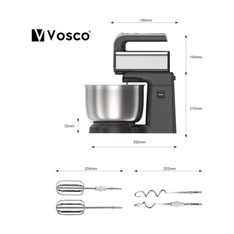 Vosco Stant 250 W 3.5 lt Standlı Hamur Yoğurma ve Mutfak Şefi Siyah