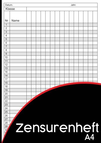 Zensurenheft: Notenheft Für Lehrer Und Lehrerinnen, Anwesenheitsliste Und Notenbuch Für Lehrer Zur Aufzeichnung Der Noten Und Lektionen Der Schüler Din A4 Für Den Fachlehrer (German Edition) Asiya Artii Independently Publıshed