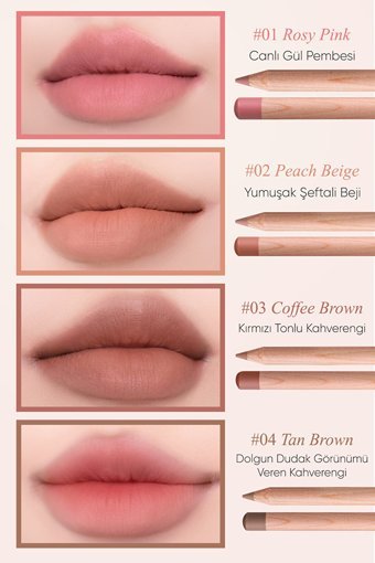 Kremsi Formüle Sahip Dudak Kalemi ve Kalemtıraş Seti Clio Velvet Lip Pencil Set (01 Rosy Pink)