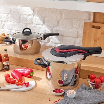 Emsan Up-line Clipso Kapak İndüksiyon Tabanlı 4 lt-6 lt Düdüklü Tencere Seti Kırmızı