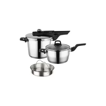 Aryıldız Easy Quick Kanka Clipso Kapak Alüminyum Tabanlı 4 lt-6 lt Düdüklü Tencere Seti Siyah