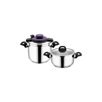 Falez Power Cook Clipso Kapak Termik Tabanlı 4 lt-7 lt Düdüklü Tencere Seti Mor