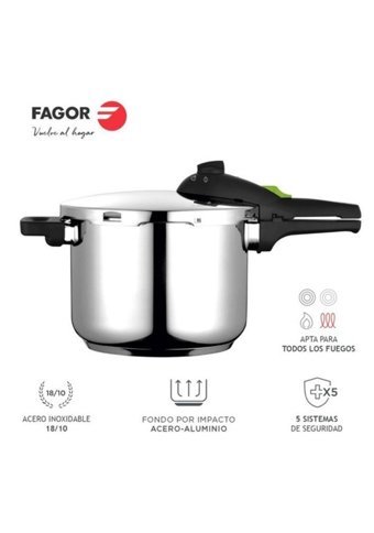 Fagor Rapid Clipso Kapak Çelik Tabanlı 4 lt Düdüklü Tencere Siyah