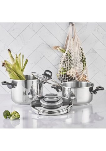 Emsan Montana Clipso Kapak İndüksiyon Tabanlı 4 lt-6.5 lt Düdüklü Tencere Seti Gri-Siyah