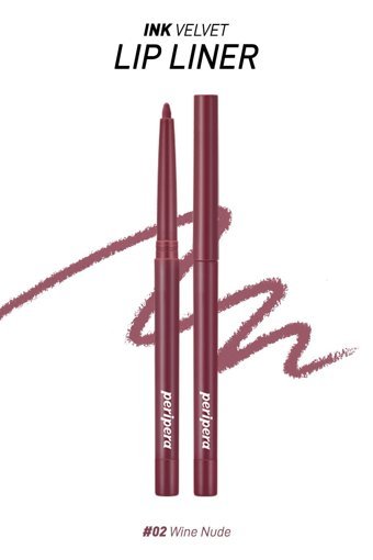 PERIPERA Kadife Bitiş Sunan, Yoğun Pigmentli Dudak Kalemi Peripera Ink Velvet Lip Liner (02 Wine Nude)