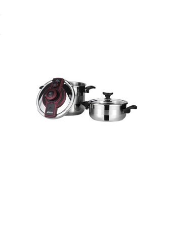 Amboss Ametist AME 4134 Clipso Kapak Alüminyum Tabanlı 3.5 lt-7 lt Düdüklü Tencere Seti Bordo