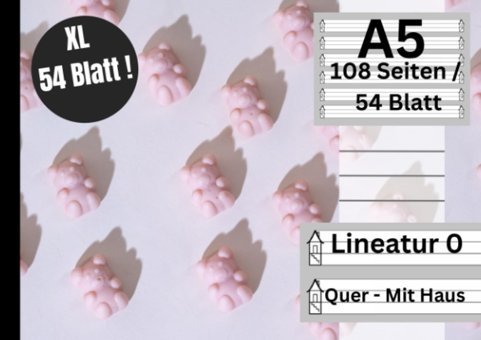 Xl Premium Schreibheft 1 Klasse | Mit Haus - 108 Seiten / 54 Blatt - A5 Format - Lineatur 0 Quer: Hochwertiges Schulheft, Geeignet Als Deutschheft Und Übungsheft - Rosa Brchen Design (German Edition) König, Notizen Independently Publıshed