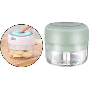 Grandzone 100 ml Plastik Hazneli Öğütücülü Üç Bıçaklı Mini Şarjlı Rondo Beyaz