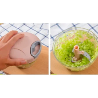 Epilons Plastik Hazneli 5 Bıçaklı Mini İpli Doğrayıcı Pembe