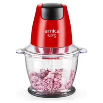 Arnica Gh21132 500 W 1300 ml Plastik Hazneli Çift Bıçaklı Mini Elektrikli Rondo Kırmızı