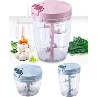 Fatmazel 1000 ml Plastik Hazneli 5 Bıçaklı İpli Doğrayıcı Soft Mavi