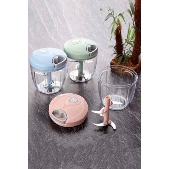 Fatmazel 1000 ml Plastik Hazneli 5 Bıçaklı İpli Doğrayıcı Soft Mavi