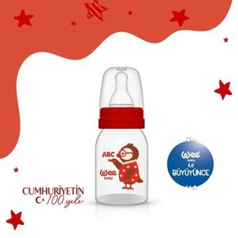 Wee Baby Polipropilen Gaz Yapmayan Antikolik Yenidoğan Yavaş Akışlı Kulpsuz 0-6 Ay Desenli Kırmızı Biberon 125 ml