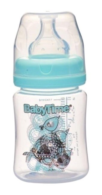 Babytime Bt076 Polipropilen Gaz Yapmayan Antikolik Yenidoğan Kulpsuz 0-18 Ay Desenli Yeşil Biberon 150 ml