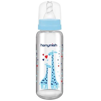 Hanymish 400 Polipropilen Gaz Yapmayan Antikolik Yenidoğan Yavaş Akışlı Kulpsuz 0+ Ay Desenli Mavi Biberon 240 ml