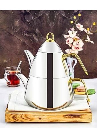 Evimsaray Şahika S1199 Çelik Çaydanlık Altın-İnox