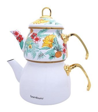 Taşev Summer Emaye Çaydanlık Beyaz