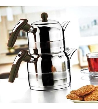 Kahramanlar Yağmur Mini Çelik Çaydanlık Siyah