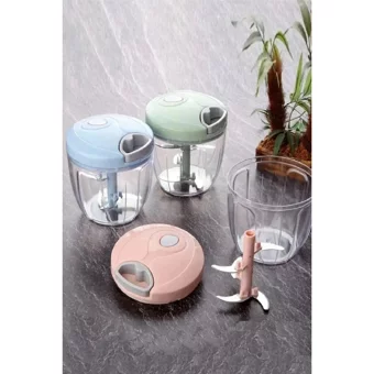 Glomar 1000 ml Plastik Hazneli Turbolu 5 Bıçaklı İpli Doğrayıcı Pembe