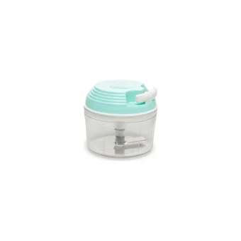 Nefertiya 450 ml Plastik Hazneli Üç Bıçaklı Mini İpli Doğrayıcı Mavi