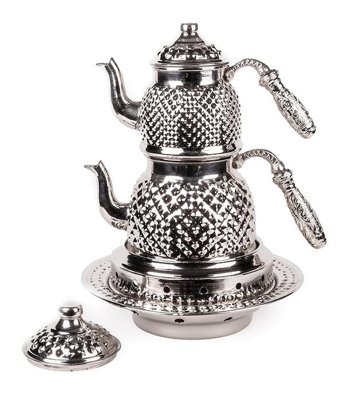Coppergreat Piramit Mini Bakır Çaydanlık Gümüş