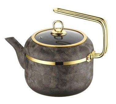 Brioni Royal Stone Üstten Kulplu Granit Çaydanlık Koyu Gri