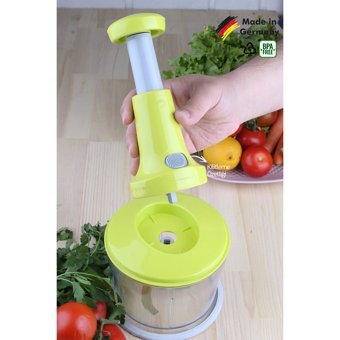 Morlimon 1000 ml Plastik Hazneli Üç Bıçaklı Üstten Basmalı Doğrayıcı Sarı
