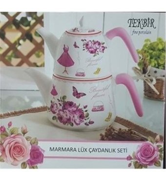 Tekbir Marmara Lüx Porselen Çaydanlık Pembe