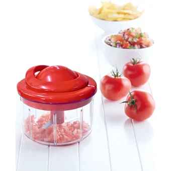 Frapan Ingegno 750 ml Plastik Hazneli Çift Bıçaklı Mini İpli Doğrayıcı Kırmızı