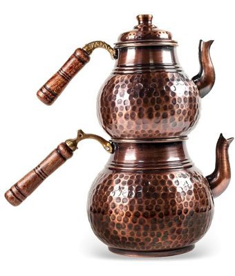 Antepsepeti Dilimli Mini Bakır Çaydanlık Kırmızı