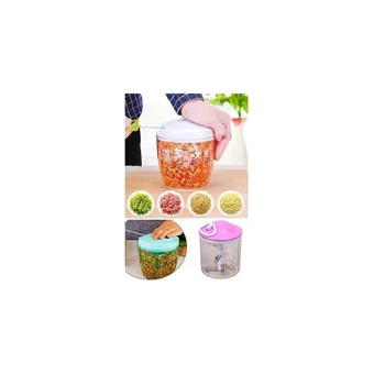 Nefertiya Çek Bırak 800 ml Plastik Hazneli 5 Bıçaklı Mini İpli Doğrayıcı Kırmızı