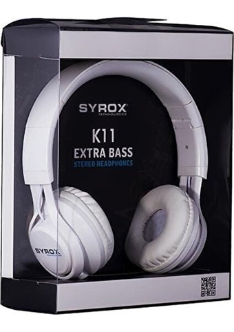 Syrox K11 Kulak Üstü Kablosuz Bluetooth Kulaklık Beyaz