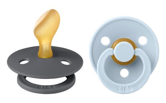 Bibs Colour 0-6 Ay Delikli Kiraz Uçlu Kauçuk 2'li Emzik Gri-Mavi