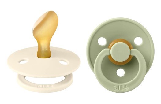 Bibs Colour 6-18 Ay Delikli Ortodontik Kiraz Uçlu Damaklı Kauçuk 2'li Emzik Ivory-Sage
