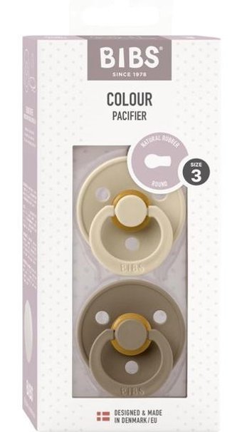 Bibs Colour 18+ Ay Delikli Ortodontik Damaklı Kauçuk 2'li Emzik Vanilya-Kahverengi