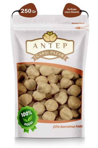 Antep Çarşı Pazar Doğal Çifte Kavrulmuş Tuzsuz Tane Giresun İçi Fındık 250 gr