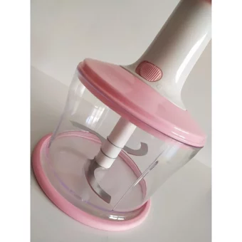 Mother Kitchen 800 ml Plastik Hazneli Üç Bıçaklı Üstten Basmalı Doğrayıcı Pembe