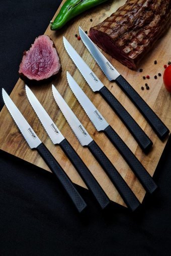 Stevig Cut Plastik Paslanmaz Çelik 6 Parça Biftek Bıçağı Seti