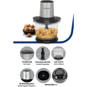 Goldmaster Gm 7277 500 W 1500 ml Cam Hazneli Buz Kırıcılı Öğütücülü 4 Bıçaklı Elektrikli Rondo Gri
