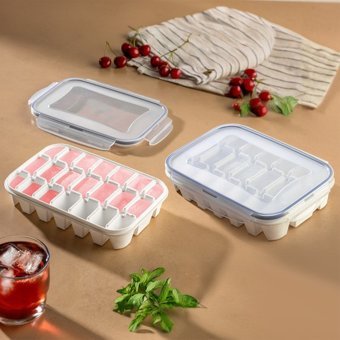 Meleni Home Silikon Kapaklı Beyaz Küp Buz Kalıbı