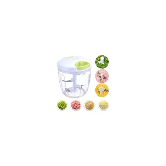 Demdem Go Çek Bırak 1000 ml Plastik Hazneli 5 Bıçaklı Mini İpli Doğrayıcı Beyaz Sarı