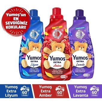 Yumoş Konsantre Amber - Lilyum - Lavanta 180 Yıkama Yumuşatıcı 3x1440 ml