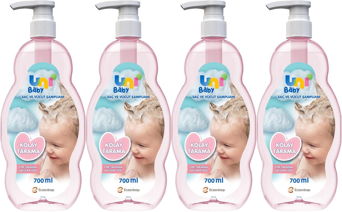 Uni Baby Kolay Tarama Göz Yakmayan Hipoalerjenik Yenidoğan Hassas Ciltler İçin Bebek Şampuanı 4x700 ml