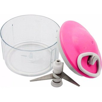 Nefertiya Plastik Hazneli Üç Bıçaklı Mini İpli Doğrayıcı Pembe