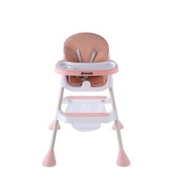 Baby Storch Alüminyum-Plastik 5 Noktalı Emniyet Kemeri 18 kg Kapasiteli Tekerleksiz Tepsili Oturaklı Yükselticili Mama Sandalyesi Pembe