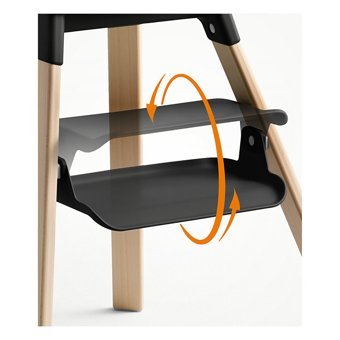 Stokke Clikk Ahşap 5 Noktalı Emniyet Kemeri 15 kg Kapasiteli Tekerleksiz Tepsili Oturaklı Portatif Mama Sandalyesi Siyah