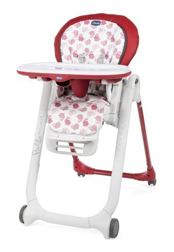 Chicco Polly Progress 4W Alüminyum-Plastik 5 Noktalı Emniyet Kemeri 12 kg Kapasiteli Tekerlekli Sandalye Üstü Tepsili Oturaklı Yükselticili Salıncaklı Katlanır Portatif Mama Sandalyesi Kırmızı