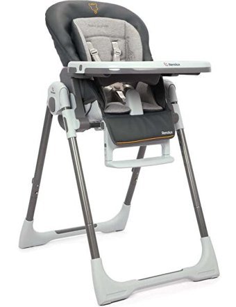 Renolux Sophie La Girafe Sunrise Çelik 5 Noktalı Emniyet Kemeri 15 kg Kapasiteli Tekerleksiz Tepsili Oturaklı Katlanır Portatif Mama Sandalyesi Füme